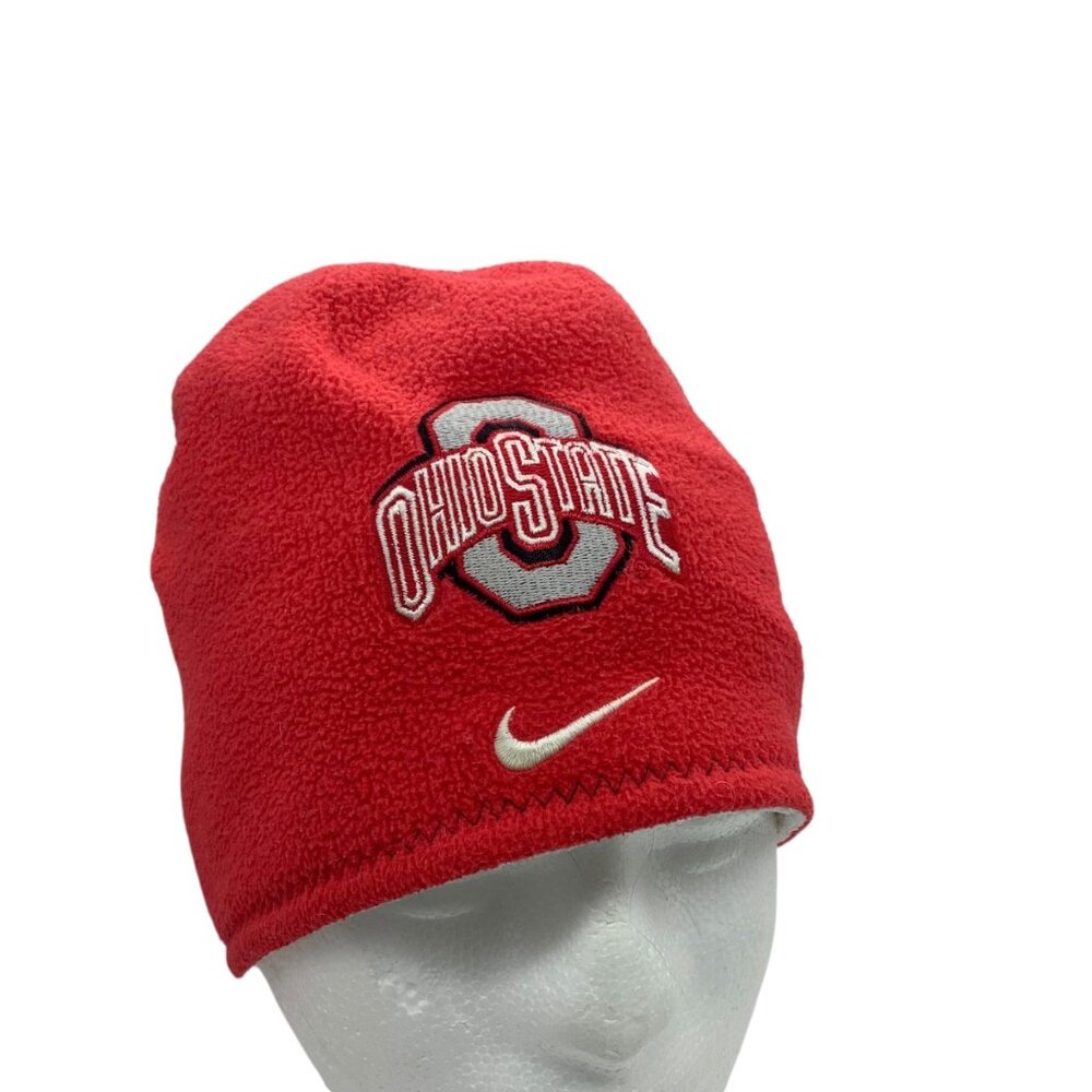 Nike Ohio State Buckeyes‎ Reversible Fleece Beanie Hat Red White Embroidered OS